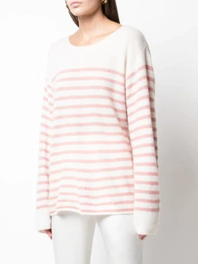 Shop Adam Lippes Oversized Striped Sweater In White