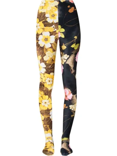 Shop Richard Quinn Floral Panelled Leggings - Black