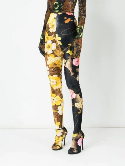 Shop Richard Quinn Floral Panelled Leggings - Black