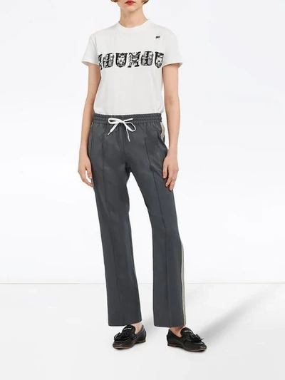 Shop Miu Miu Side Stripe Track Trousers In Grey