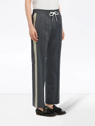 Shop Miu Miu Side Stripe Track Trousers In Grey