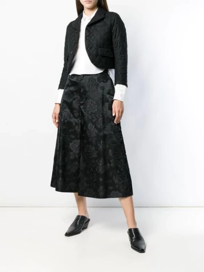 Shop Comme Des Garçons Noir Kei Ninomiya Floral Wide Leg Trousers - Black