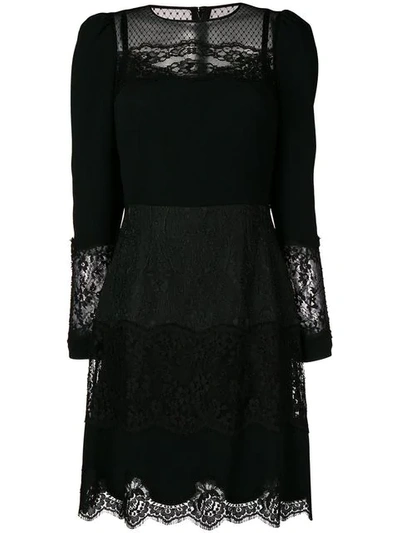 Shop Dolce & Gabbana Lace Panel Dress In Black