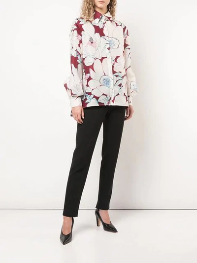 Shop Carolina Herrera Floral Print Shirt In White