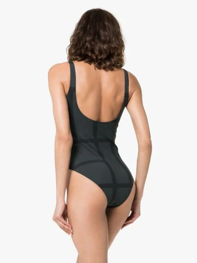 Shop Totême Positano Monogram Swimsuit In Black