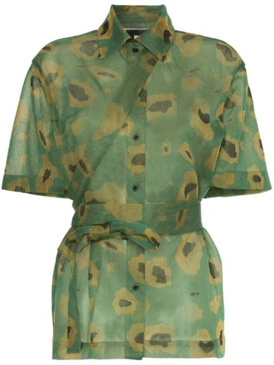 Shop Asai Camo Gleam Sheer Strap Shirt In Green