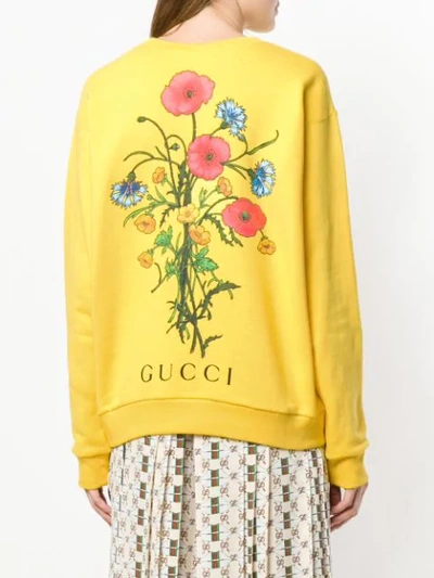 Shop Gucci Sweatshirt With Chateau Marmont Print - Yellow