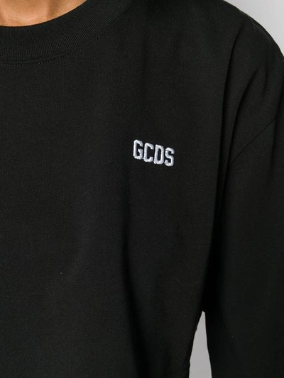Shop Gcds Cropped Logo Sweatshirt In Black