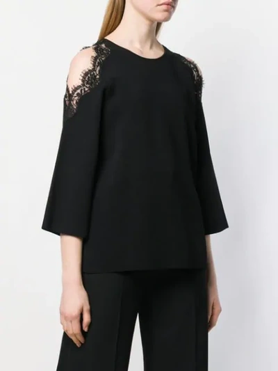 Shop Stella Mccartney Cold Shoulder Knitted Top In Black