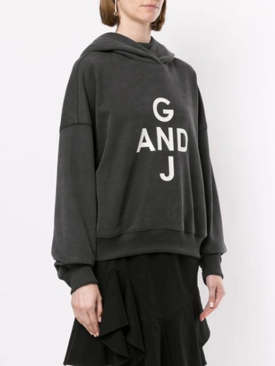 Shop Goen J Print Hooded Sweatshirt In Grey