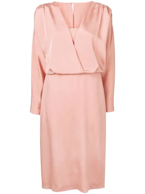 Alberta Ferretti Satin V Dress In 0147 Pink | ModeSens