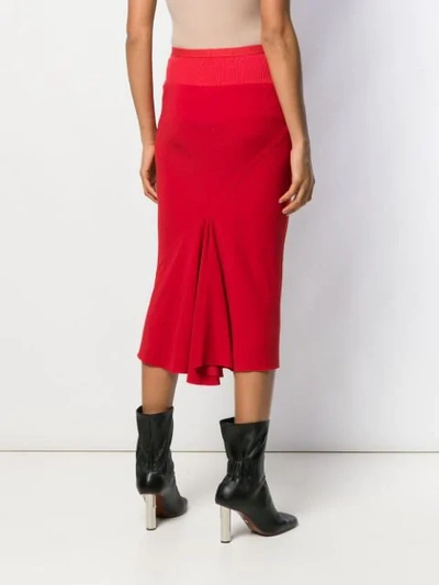 Shop Rick Owens Ribbed Fitted Skirt In Red