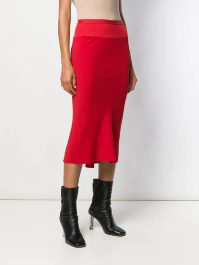 Shop Rick Owens Ribbed Fitted Skirt In Red