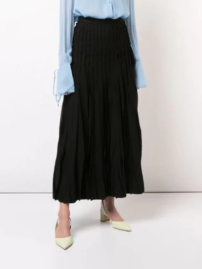 Shop Carolina Herrera Pleated Skirt In Black