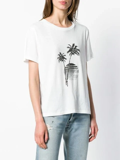 Shop Saint Laurent Palm Tree Sunset Print T In White