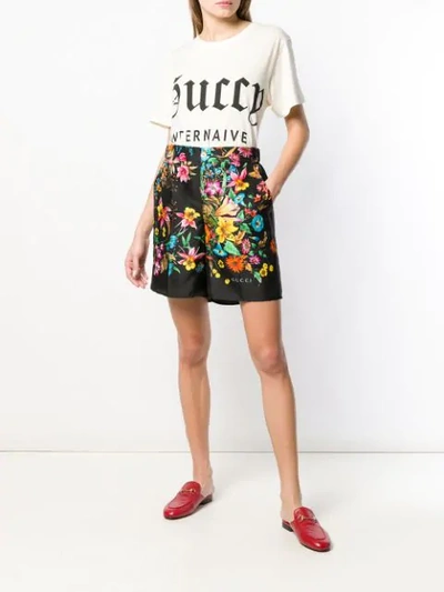 Shop Gucci Floral Pattern Shorts In Black