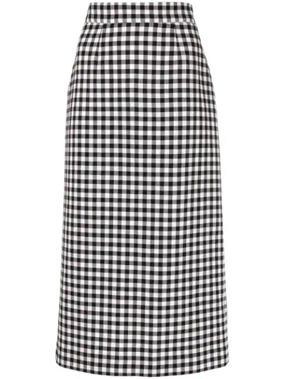 Shop Ports 1961 Gingham Midi Skirt - Black