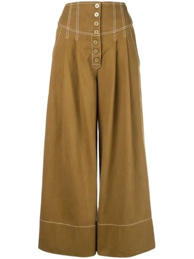 Shop Ulla Johnson Brando Cropped Trousers In Green