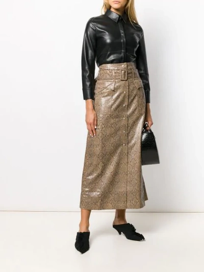 Shop Nanushka Snakeskin Effect Skirt In Brown