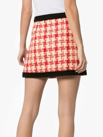 Shop Gucci Tweed Mini Skirt In Red