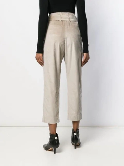 Shop Brunello Cucinelli Belted Cropped Trousers In Grey