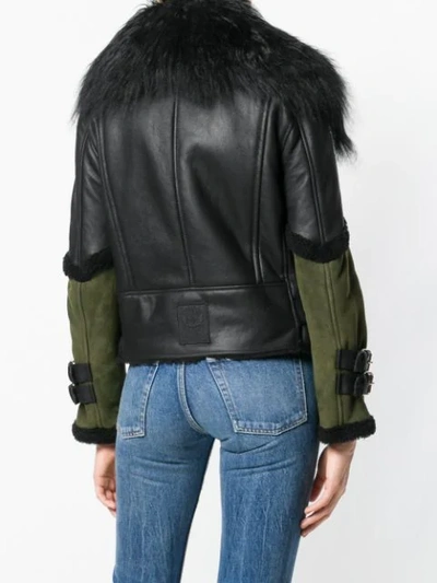 Shop Mr & Mrs Italy Trimmed Biker Jacket In Green