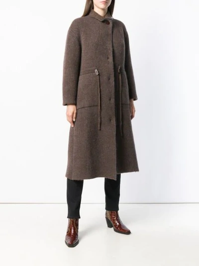 Shop Boboutic Long Single Breasted Coat In Brown