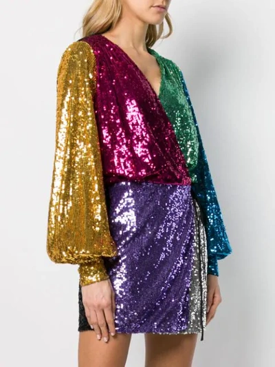 ATTICO COLOUR-BLOCKED SEQUIN DRESS - 黑色