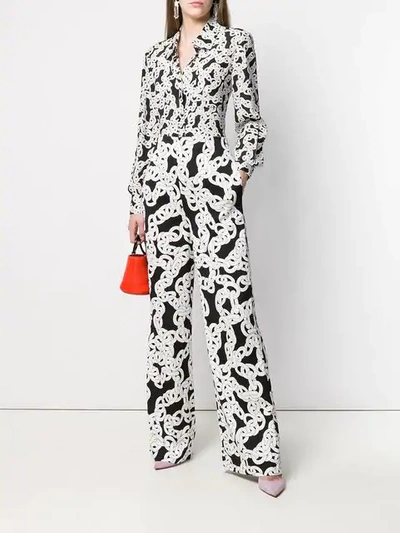 Shop Diane Von Furstenberg High-waist Chain Print Trousers In Black