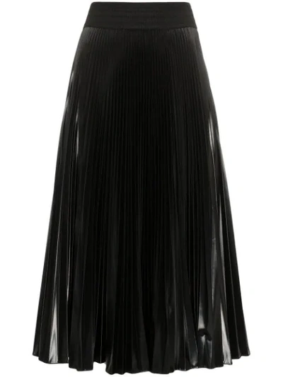 Shop Fendi Pleated Midi Skirt In Black