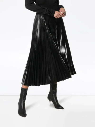 Shop Fendi Pleated Midi Skirt In Black