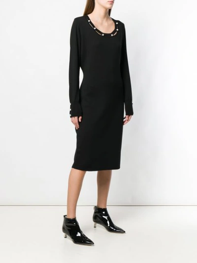 Shop Blugirl Pearl Embellished Knitted Dress In Black