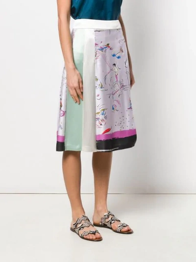 Shop Tory Burch Painted-border Skirt In Purple