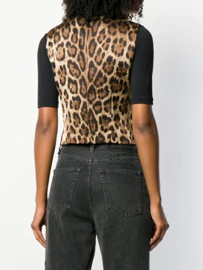 Shop Dolce & Gabbana Leopard Print Waistcoat In Brown