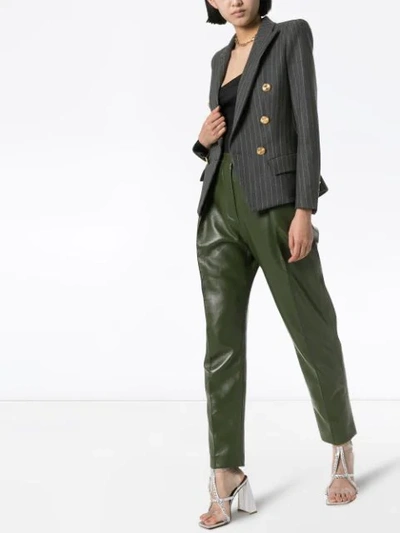 Shop Alexandre Vauthier Double-breasted Pinstripe Blazer In Grey