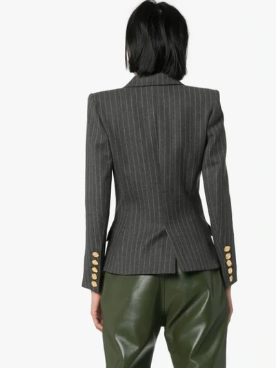 Shop Alexandre Vauthier Double-breasted Pinstripe Blazer In Grey