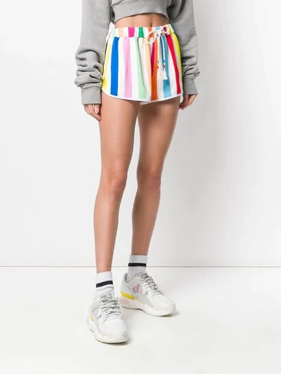 Shop Mira Mikati Rainbow Striped Shorts In White
