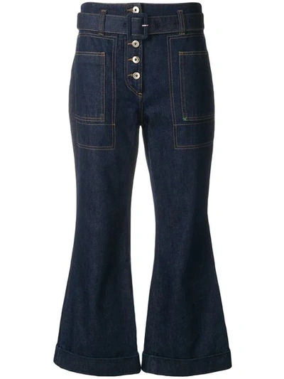 Shop Carven High-waist Cropped Jeans In Blue