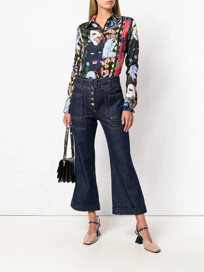 Shop Carven High-waist Cropped Jeans In Blue