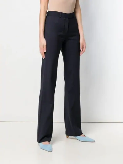 Shop Aalto Stitch Detail Flared Trousers In Blue