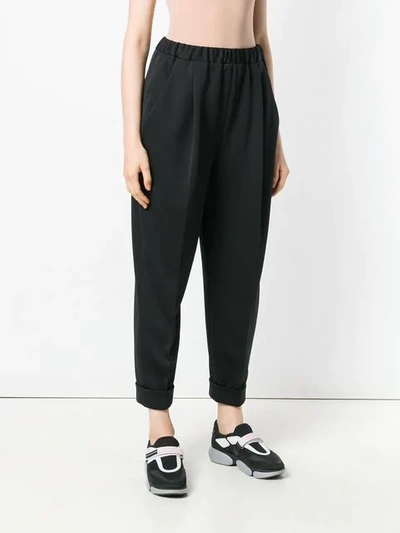 Shop Prada Cropped Tapered Trousers In Black