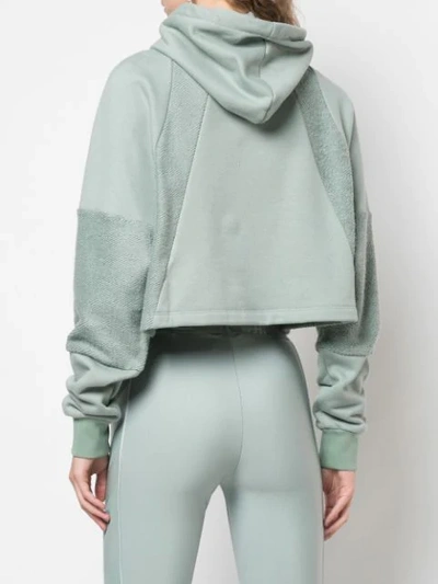 Shop Off-white Cropped Drawstring Hoodie In Green