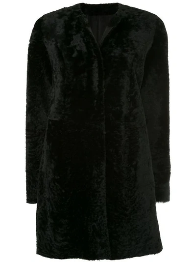 Shop Drome Round Neck Mid-length Coat In Black