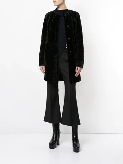 Shop Drome Round Neck Mid-length Coat In Black