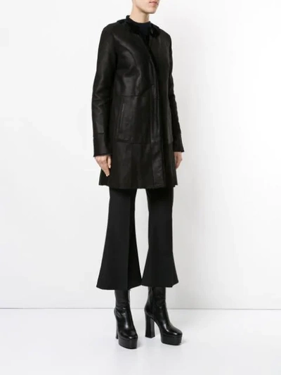 Shop Drome Round Neck Mid-length Coat In Black