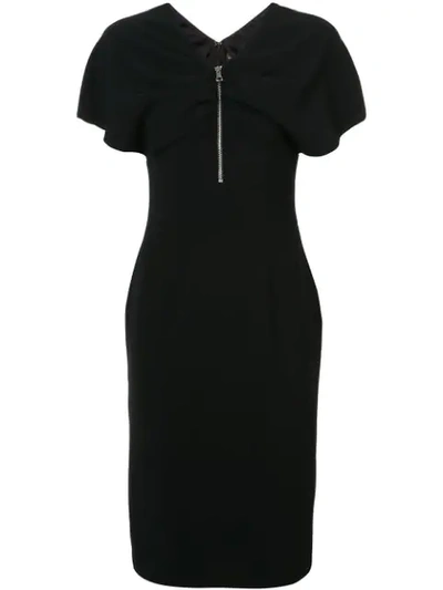 Shop Christian Siriano Zip Front Fitted Dress - Black