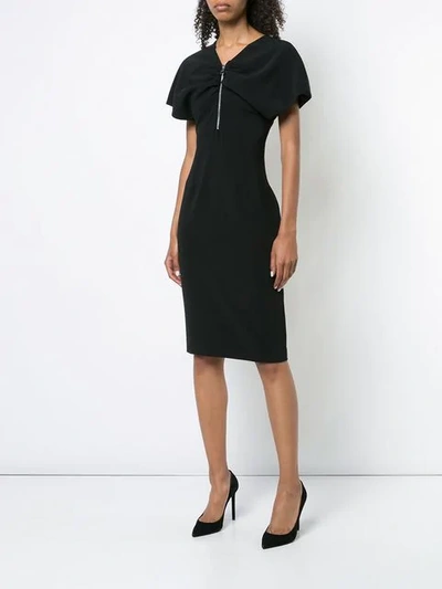 Shop Christian Siriano Zip Front Fitted Dress - Black