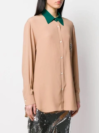 Shop N°21 Contrast Collar Shirt In Neutrals
