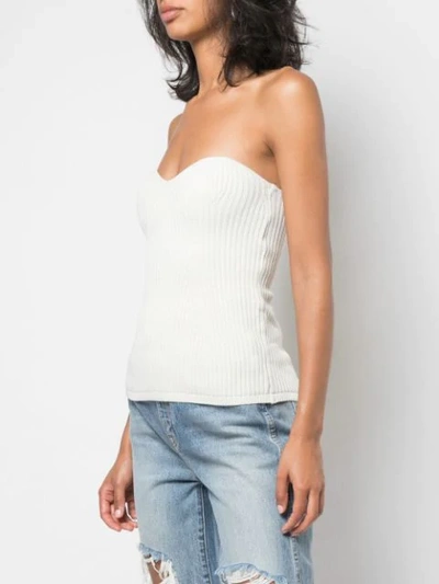 Shop Khaite Ribbed Strapless Top In Neutrals