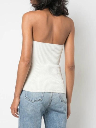 Shop Khaite Ribbed Strapless Top In Neutrals
